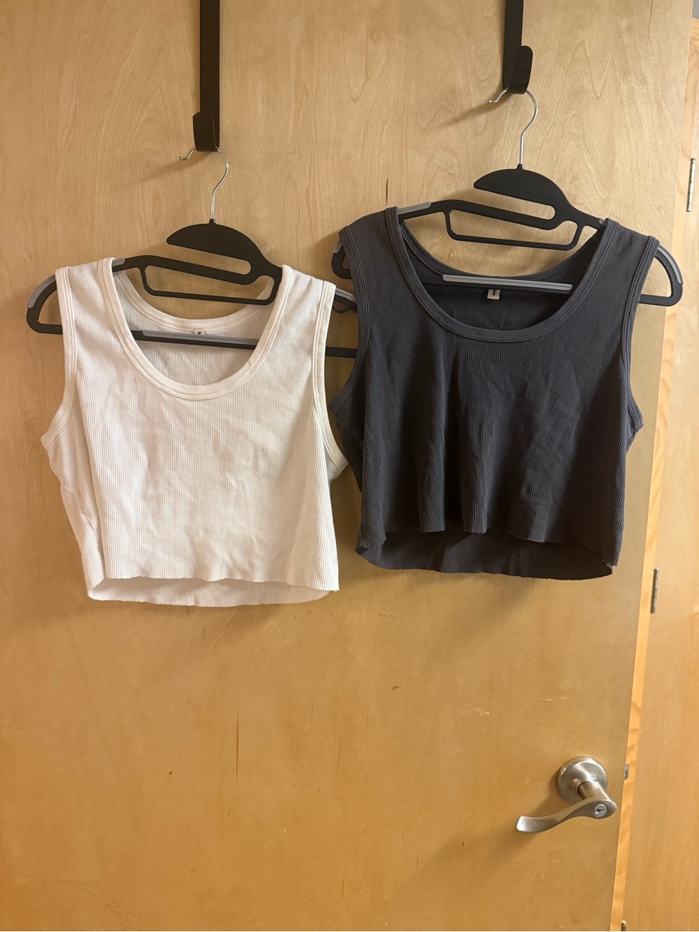 ELWOOD Women's Ribbed Crop Tank Tops bundle- White and Charcoal
